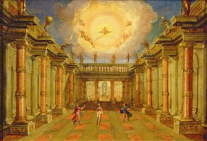 Acte II, scène X : la cour du roi de Naxos - Giacomo Torelli